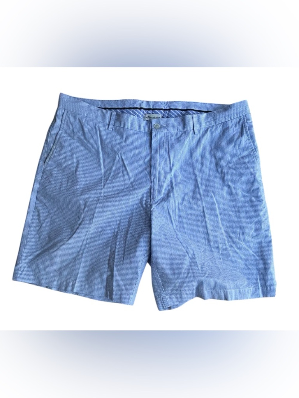 Peter Millar Blue White Stripe Seersucker Shorts Mens Size 40 Preppy Golf Casual